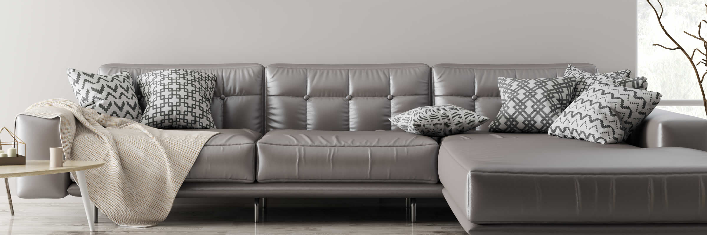 Comfortable couch with pillows